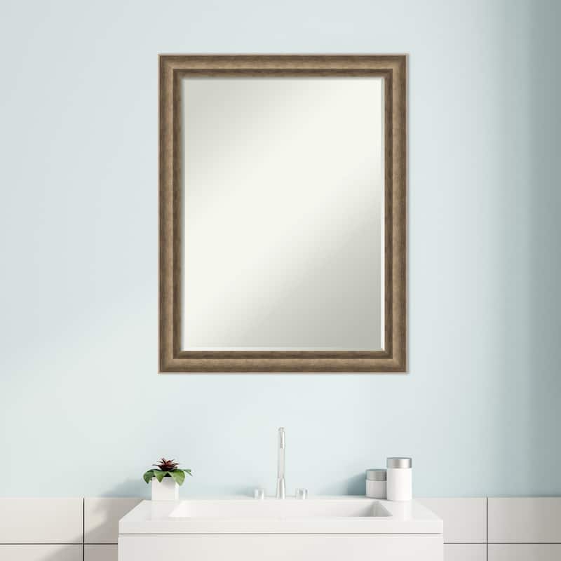 Angled Half-Inch-Bevel Wood Framed Bathroom Vanity Wall Mirror - Glass Size 18x24