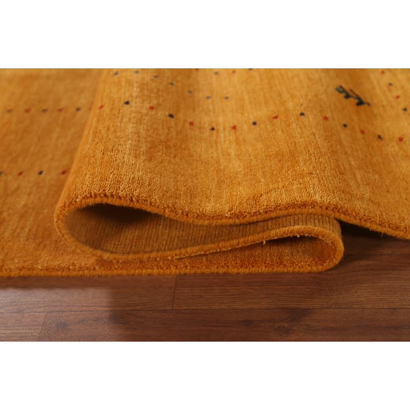 Orange Rust Gabbeh Oriental Area Rug Handmade Wool Carpet - 6'8"x 9'9"
