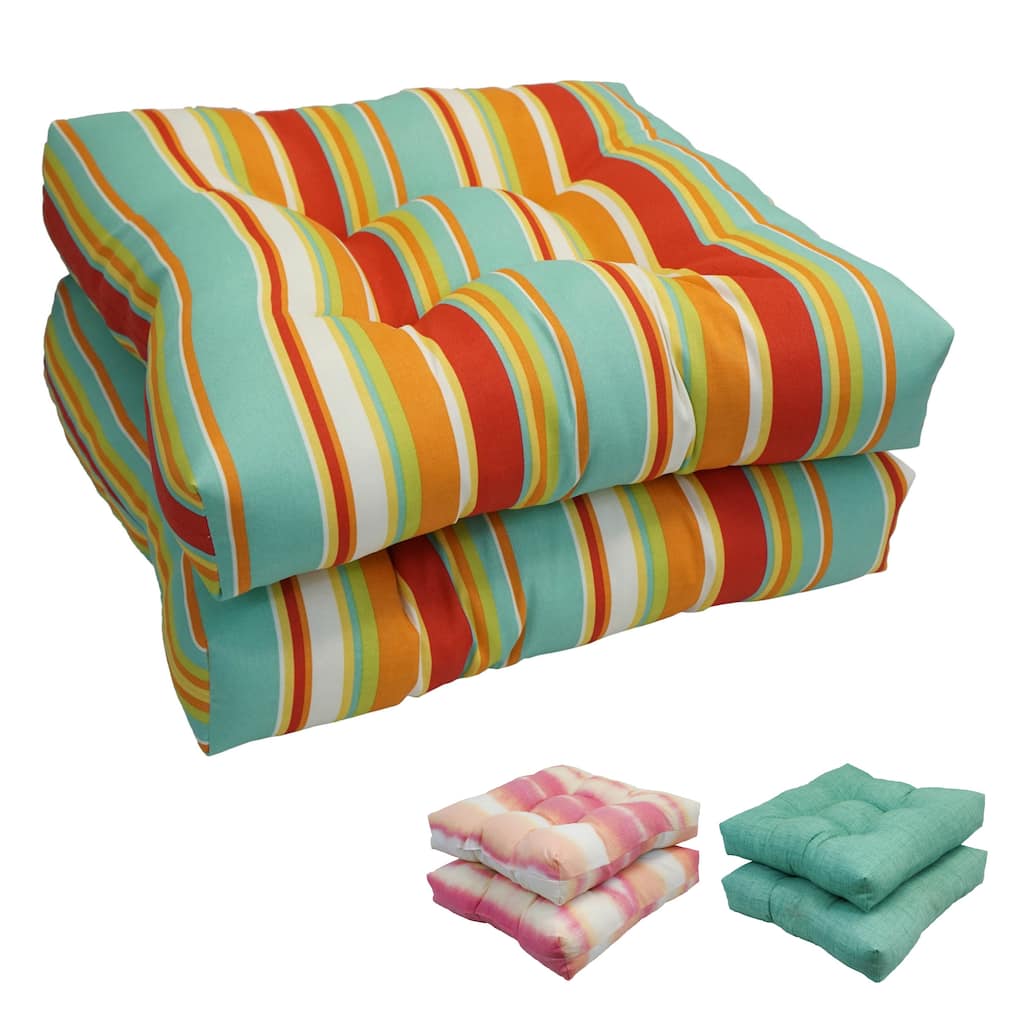 19-inch Square Tufted Indoor/Outdoor Chair Cushions (Set of 1, 2, or 4)
