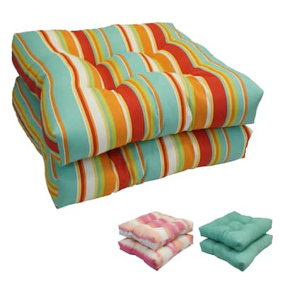 19-inch Square Tufted Indoor/Outdoor Chair Cushions (Set of 1, 2, or 4)