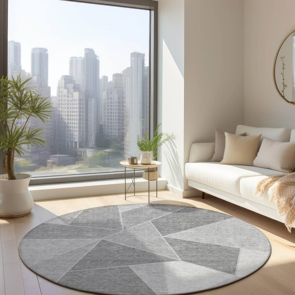 Machine Washable Indoor/ Outdoor Chantille Modern Mosaic Rug