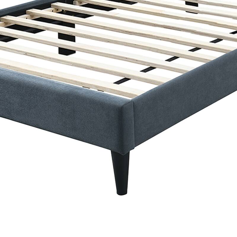 Brushed Linen Fabric Adjustable Headboard Full Bed with Biscuit Tufting Design