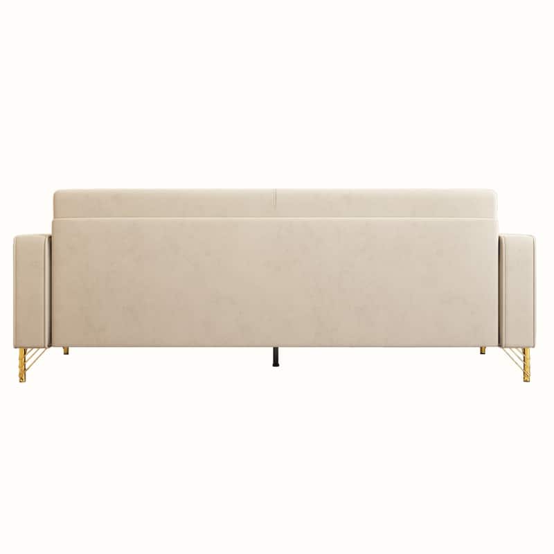 Modern Tufted Velvet Loveseat Upholstered Sofa with Removable Cushions and Pillows - 85.63 in.D x 30.31 in.W x 30.51 in.H
