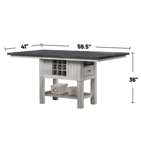 Rectangular Storage Counter Height Table in Antique White and Gray