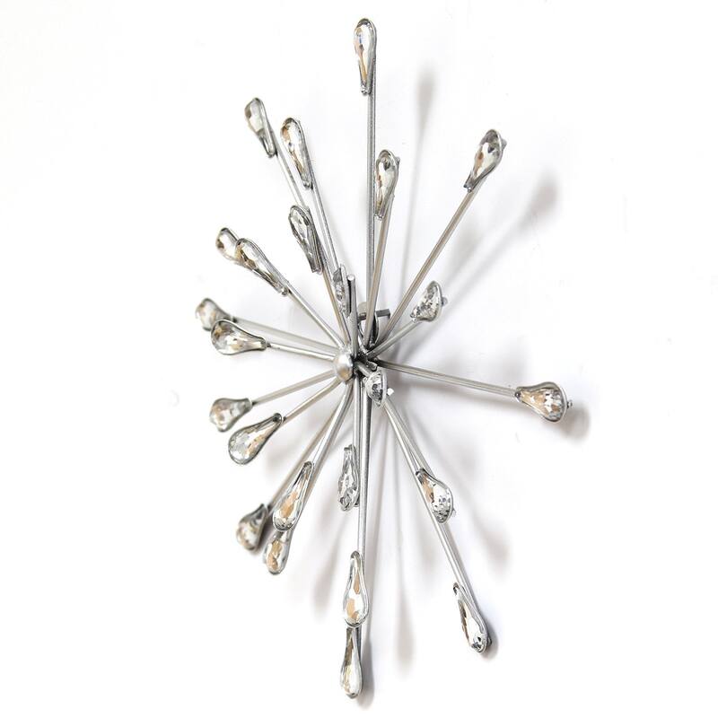 Acrylic Burst Silver Metal Wall Decor - 10" W x 2" D x 10" H