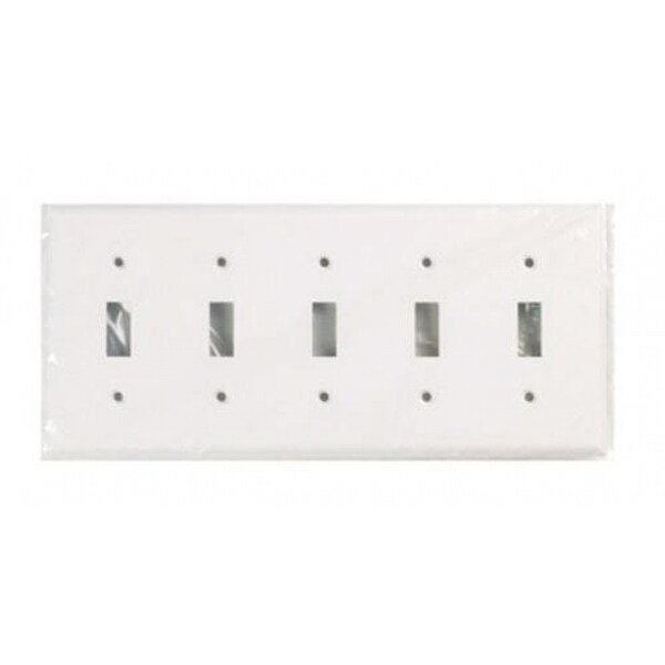Cooper Wiring 2155w Box 5 Toggle Standard Size Thermoset Wallplate White