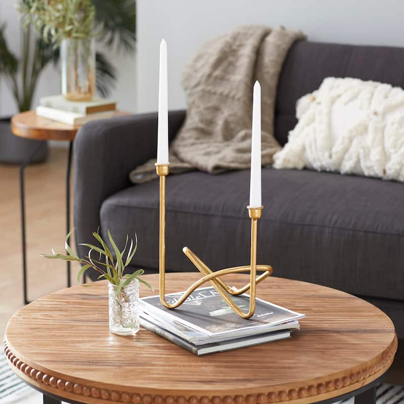 Metal Candelabra - Gold - CosmoLiving by Cosmopolitan - 6"W x 10"L x 11"H