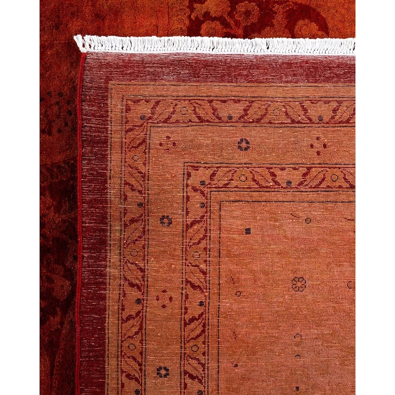 Overdyed, One-of-a-Kind Hand-Knotted Area Rug - Orange - 12' 4" x 16' 10"