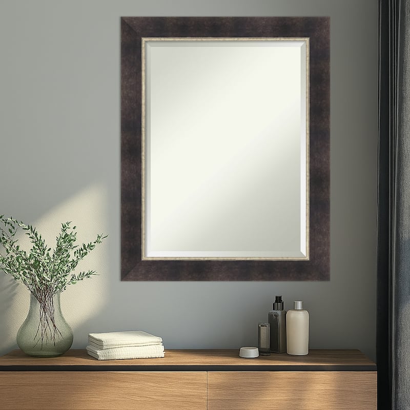 Odin Antique Bronze Beveled Wood Framed Wall Mirror - Odin Antique Bronze