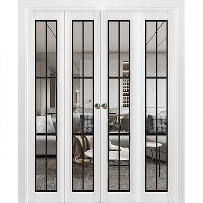 Double Bi-fold Doors Lucia 2366 White Silk Clear Glass Sturdy Tracks