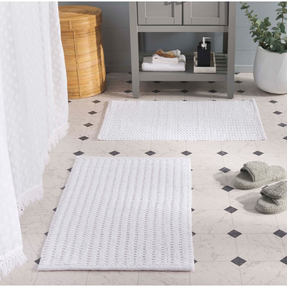 SAFAVIEH Home Oliva Textured Hatched 32"L x 20"W Bathmat Set of 2
