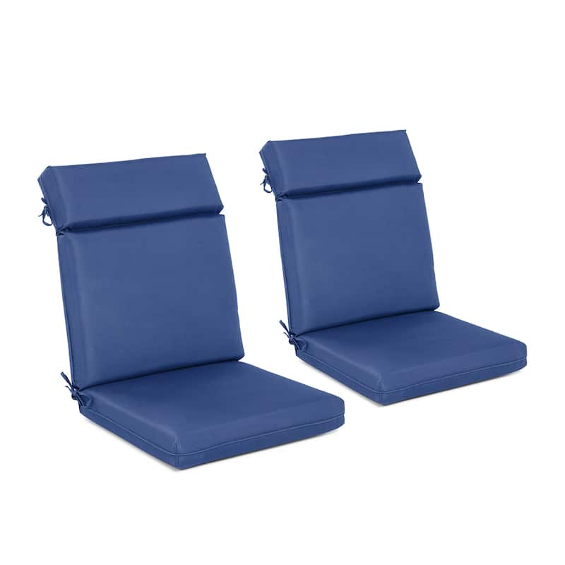 Aoodor 2Pcs Outdoor High Back Dining Chair Cushion Set - 37''x20'' - Navy Blue