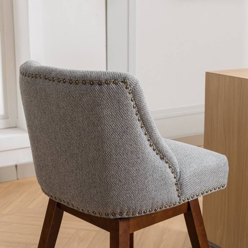 Roomfitters Counter Height Bar Stools Set of 2, 26'' Upholstered Swivel Dining Chairs with Curved Backrest