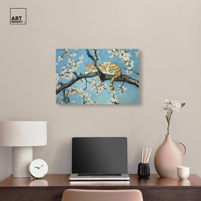 Autumn Blossom Kitten Canvas by Art Remedy, Gallery Wrapped