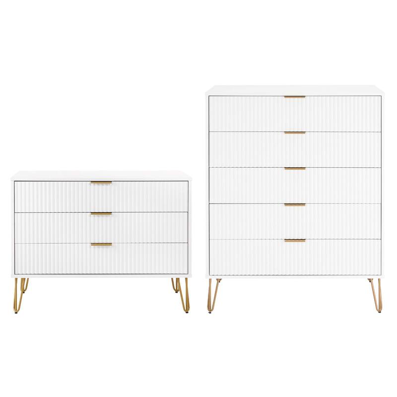 Manhattan Comfort 2-Piece Dumbo Modern Multi Drawer Dresser Set