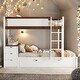 preview thumbnail 20 of 55, Full-over-Full Bunk Bed with Twin size Trundle,Storage and Desk,Space-Efficient Multifunctional Loft Bunk Bed with Storage White+Walnut