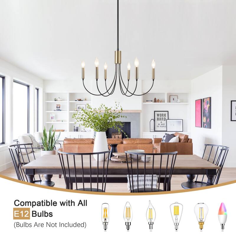 Modern Minimalist 6 - Light Hanging Candlestick Chandelier for Living Room Kitchen Island Bedroom Entryway - N/A