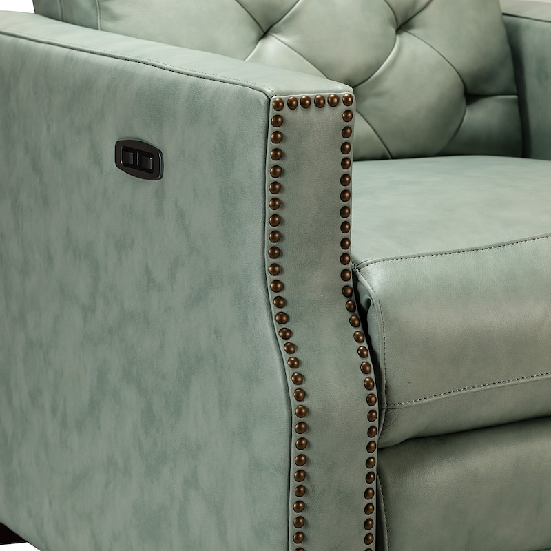 Alina 31.50"Wide Genuine Leather Power Recliner with USB Port, Set of 2