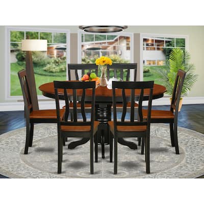 East West Furniture 7 Piece Modern Dining Table Set Consist of an Oval Wooden Table and Dining Room Chairs, (Finish Options)