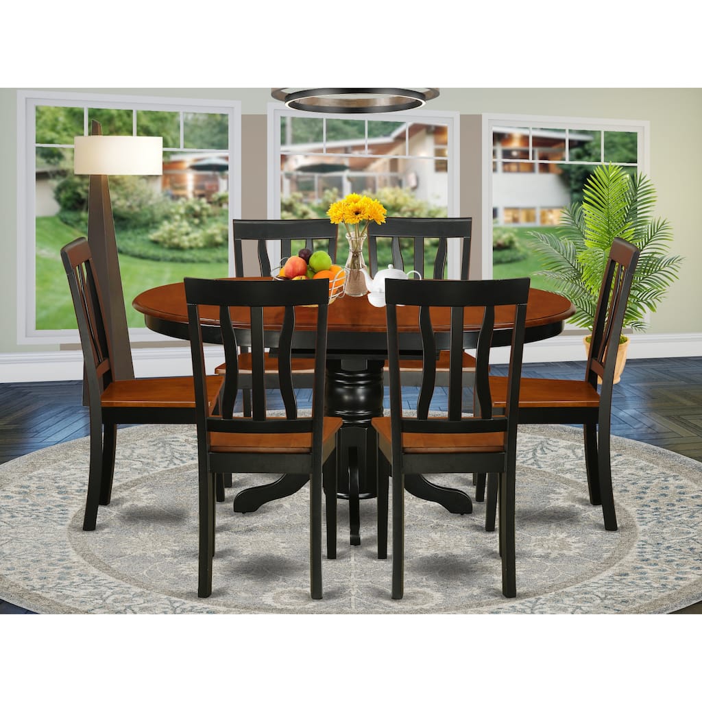 East West Furniture 7 Piece Modern Dining Table Set Consist of an Oval Wooden Table and Dining Room Chairs, (Finish Options)