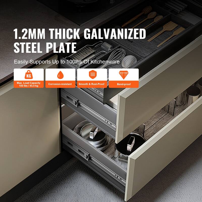 Drawer Slides Side Mount Rails Heavy Duty Full Extension Steel Track