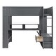 preview thumbnail 15 of 14, Dark Gray Full Size Solid Wood MDF Gaming Loft Bed with Desk, Multi-storage Shelves, LED and Charging Station