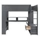 preview thumbnail 8 of 10, Full Wooden Loft Bed with Desk Storage Shelves LED & Charging Station-Grey