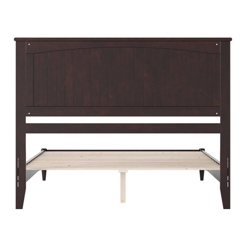 Solid Wood Low Profile Platform Bed - Queen Size, USB Charging, Espresso Finish, Modern Bedroom Furniture