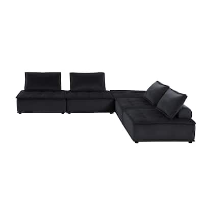 5 Piece Velvet Modular Sectional Sofa with Tufted Seat Design