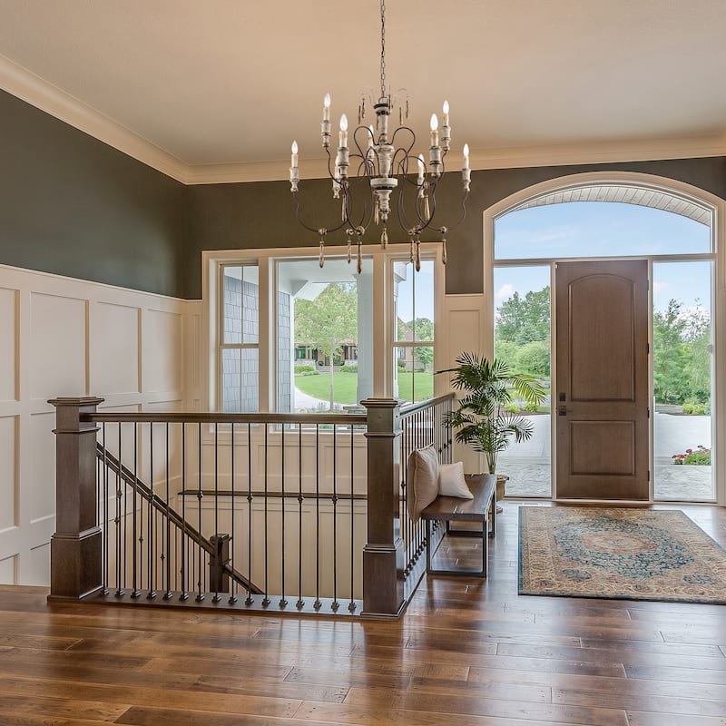 Farmhouse Wood 9-Light Chandelier French Country Classic Candle Light for Dining Room