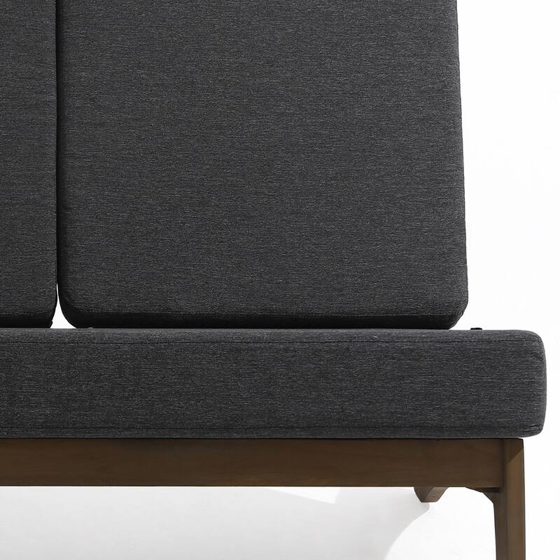Teak Outdoor Armless Lounge Chair Set Loveseat with Cushions