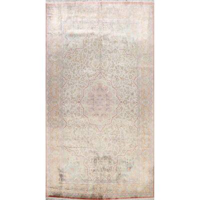 Silk Antique Floral Qum Persian Home Decor Area Rug Handmade Carpet - 6'5" x 10'0"