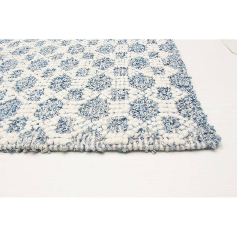 ECARPETGALLERY Braid weave Sienna Blue Wool Rug - 5'5 x 7'9