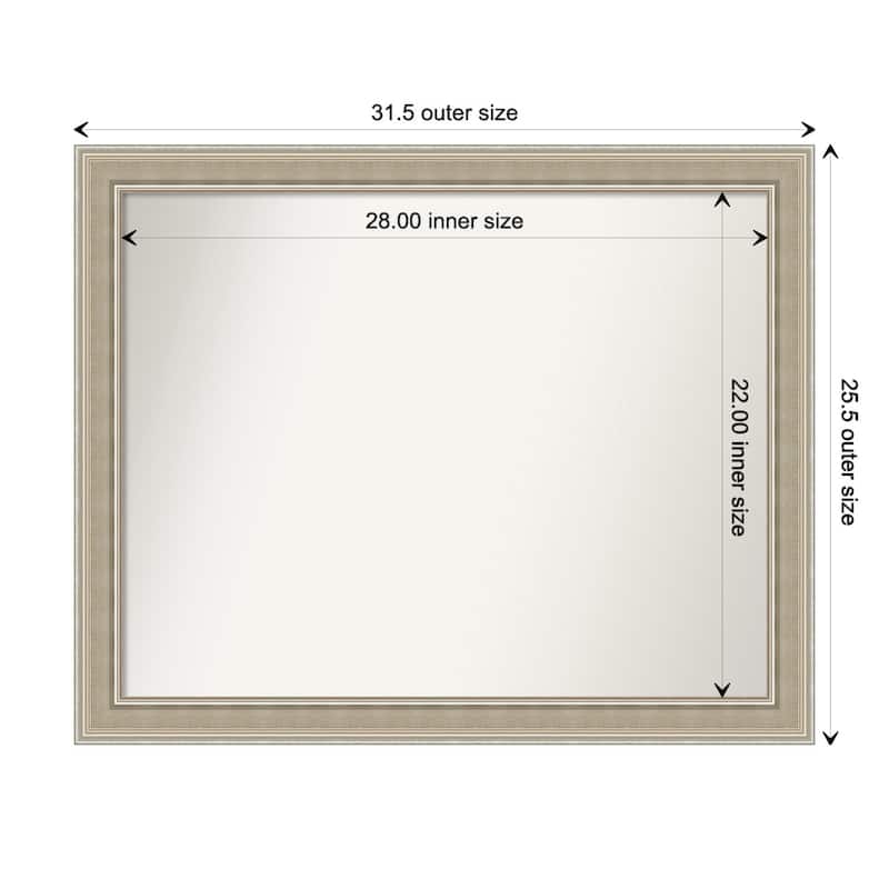 Mezzo Silver Non-Beveled Wood Framed Wall Mirror - Mezzo Silver - Glass Size 28x22
