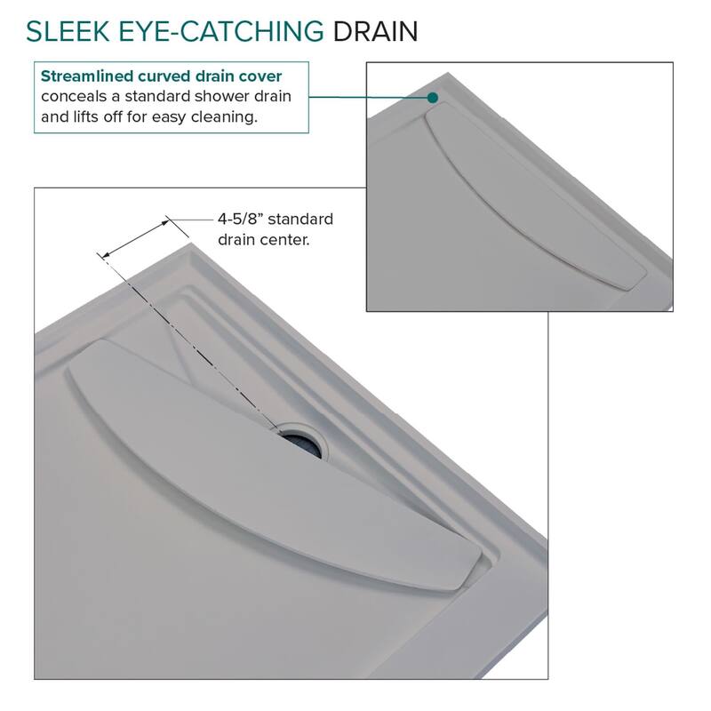 Transolid FSL6032L 60" x 32" Rectangular Shower Base with Single
