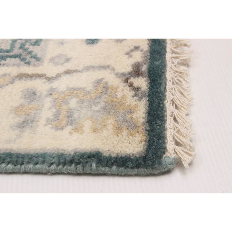 ECARPETGALLERY Hand-knotted Royal Oushak Teal Wool Rug - 2'7 x 9'11