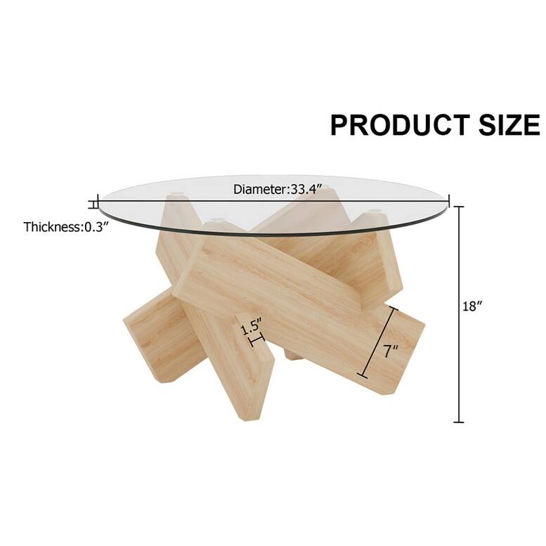 GDFStudio Marcellus Tempered Glass Coffee Table with Textured Legs