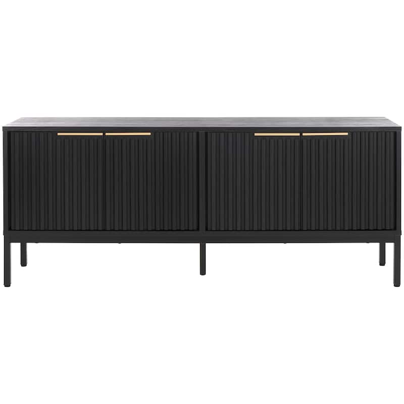 SAFAVIEH Lylia 4-Door Entertainment Media Stand (Fits up to 65" Flatscreen TV) - 60.8 in. x 17.7 in. x 24.6 in. - Black/Black