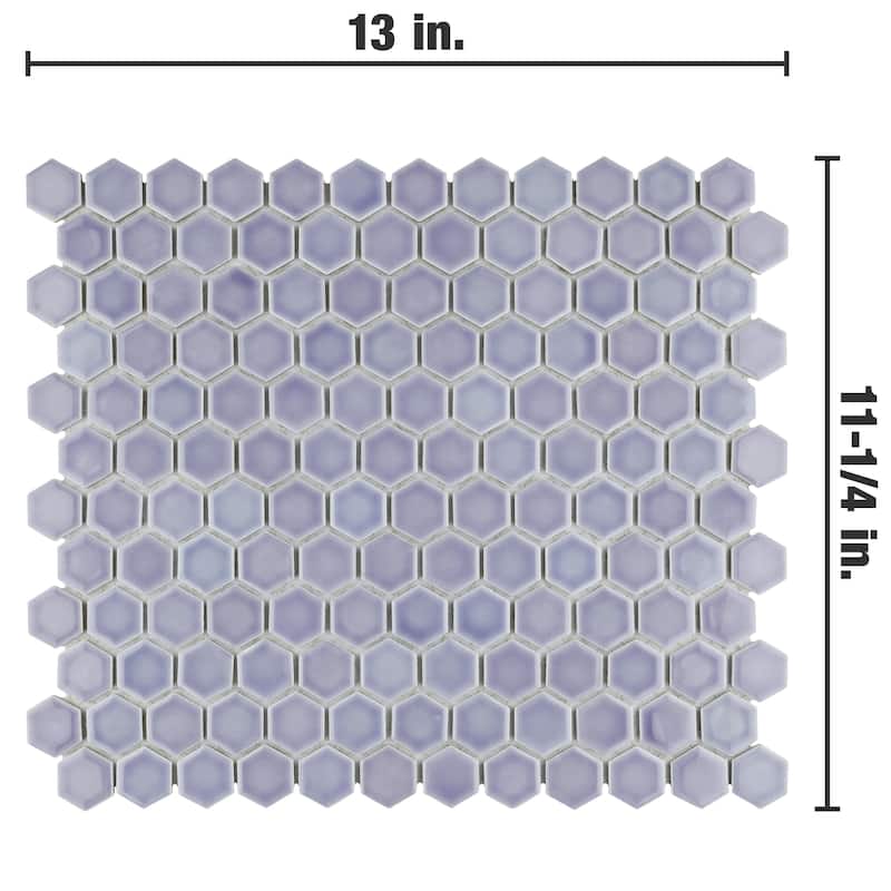 Merola Tile Hudson 1" Hex Lavender 11-7/8" x 13-1/4" Porcelain Floor and Wall Tile