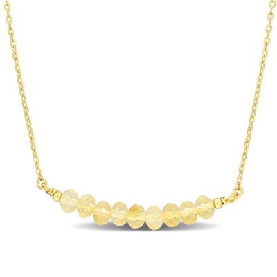 Miadora 0.81ct TGW 4.5mm Citrine Bead Necklace with Rolo Chain in Yellow Sterling Silver