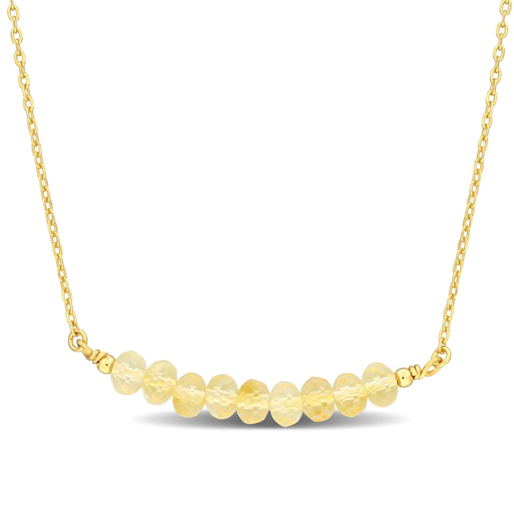 Miadora 0.81ct TGW 4.5mm Citrine Bead Necklace with Rolo Chain in Yellow Sterling Silver