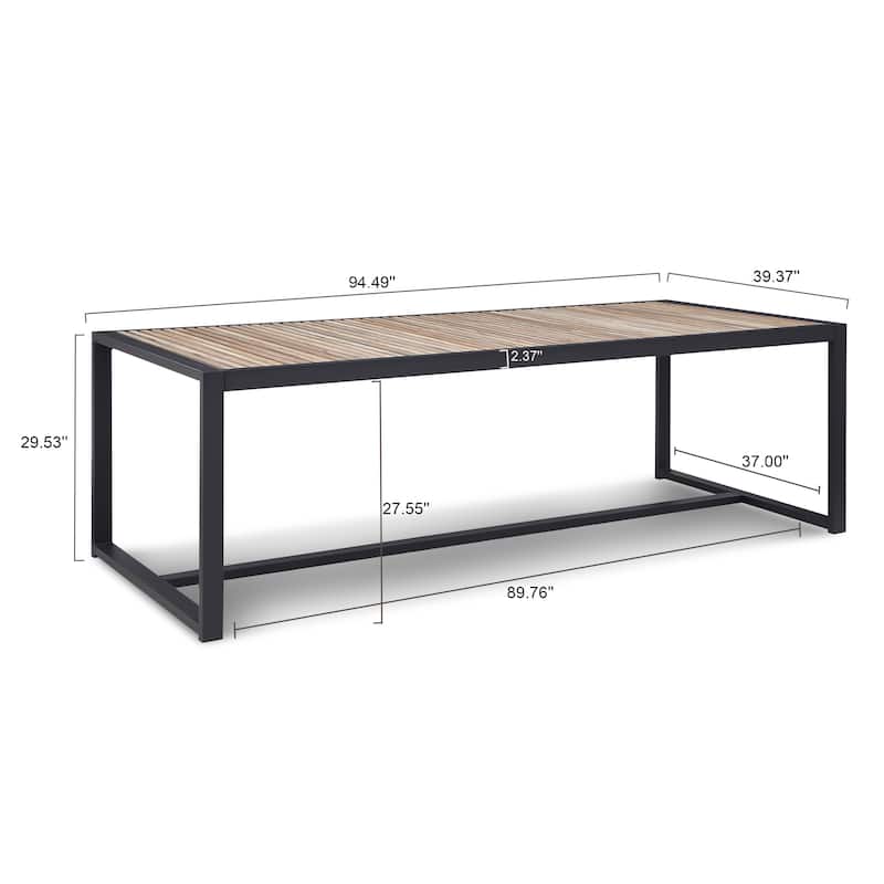 Cadora Teak Outdoor Dining Table 94.49" with Custom Cover - N/A