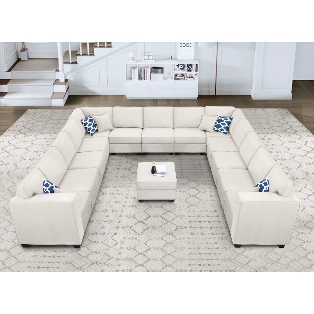 Flexible Combination Module Reversible Sectional Sofa with Ottoman