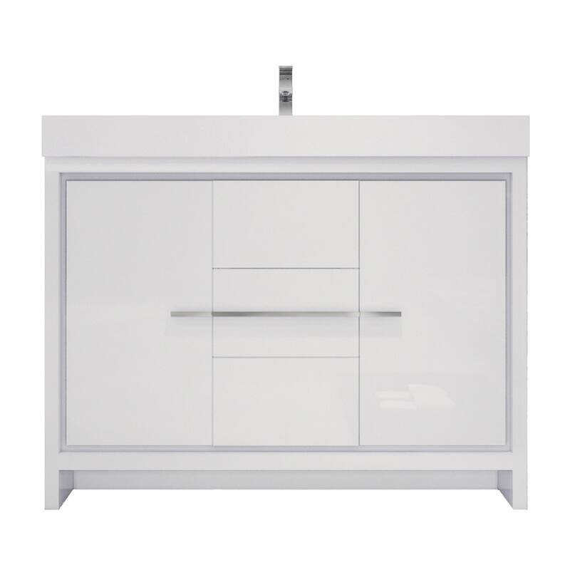 Dove 48'' Freestanding Vanity with Reinforced Acrylic Sink - 48'' Width - High Gloss White