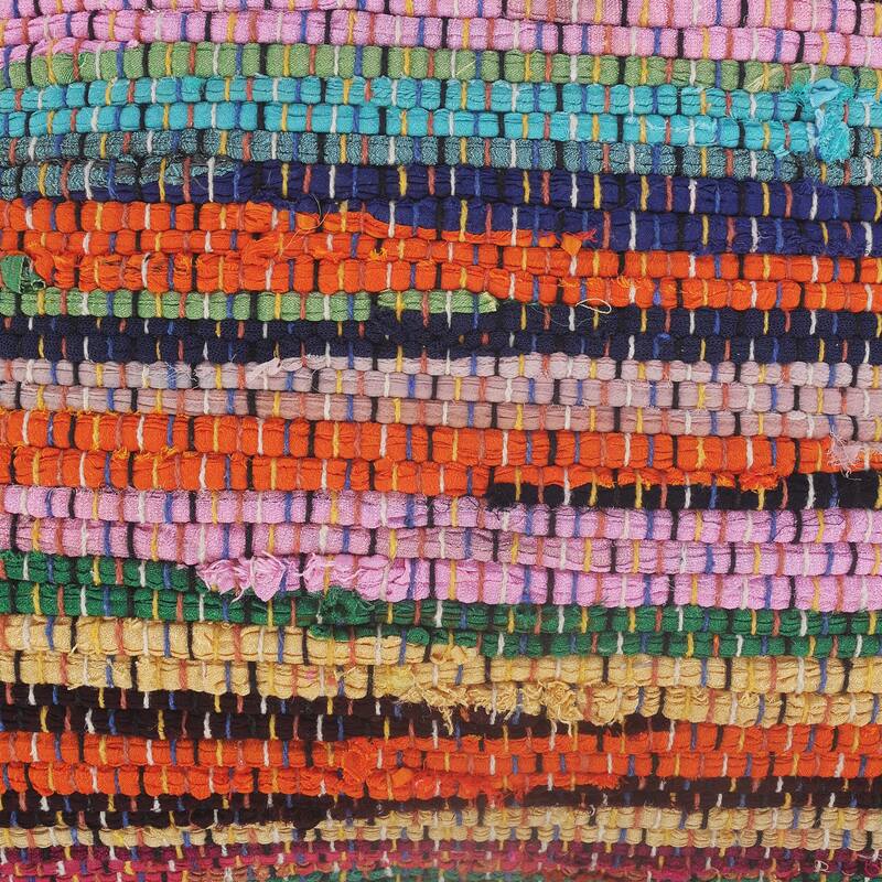 Sevita Bold Multicolored Chindi Jute Bordered Throw Pillow