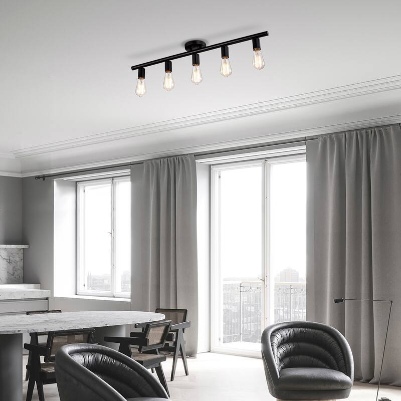 Emery Matte Black 5-Light Metal Linear Flush Mount