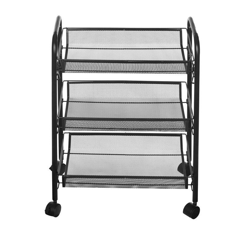 Urban Shop 3 Tier Trolley Rolling Mesh Storage Cart - 17" x 7" x 29"