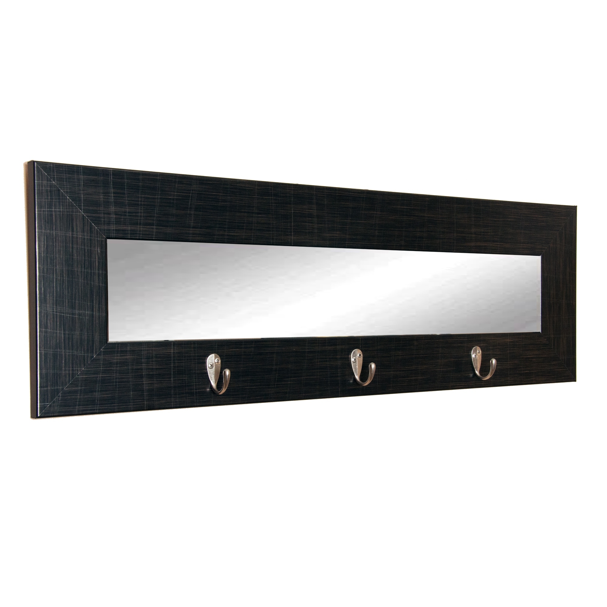 Brandtworks Last Look Scratched Black Framed Wall Mirror With Coat Hooks 32 5 X 10 Antique Brown A N 23384453 Scratched Black Framed Wall Mirror