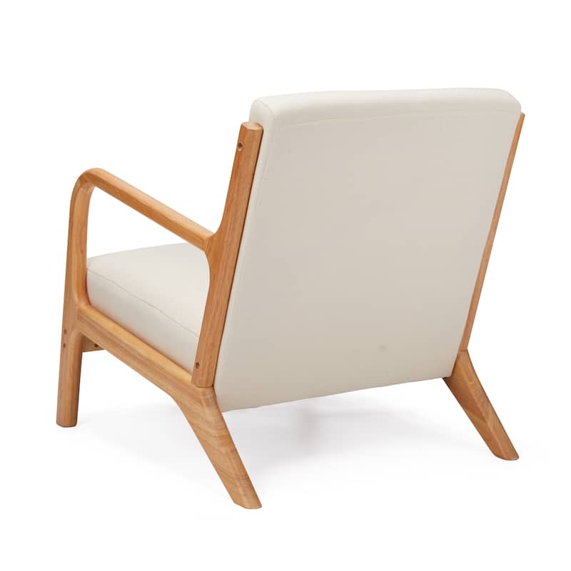 Jomeed Oak Wood Frame Mid Century Modern Accent Chair for Living Room, Beige - 13.9
