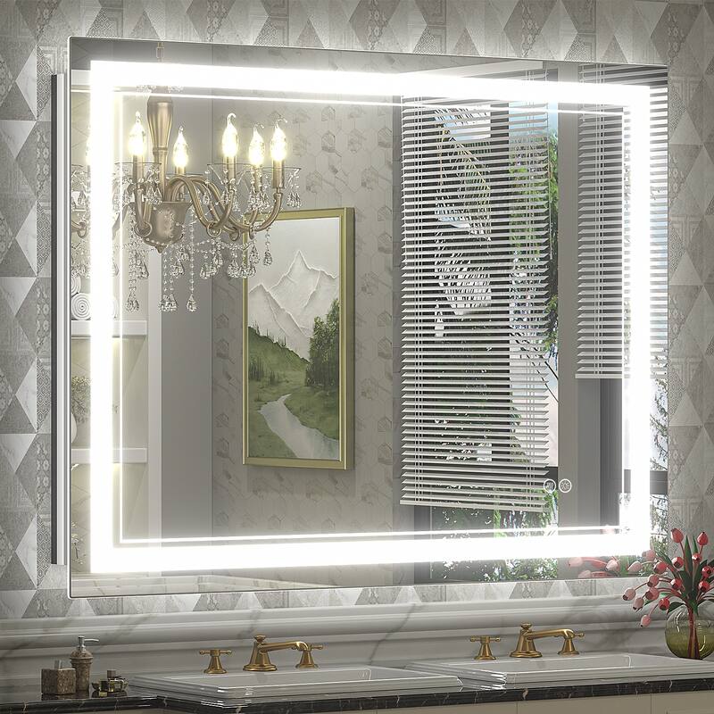 KIOTEE Frameless Front lit LED Lighted Anti-Fog Tempered Glass Bathroom Vanity Mirror with ETL and 3-Year Warranty - 48x36